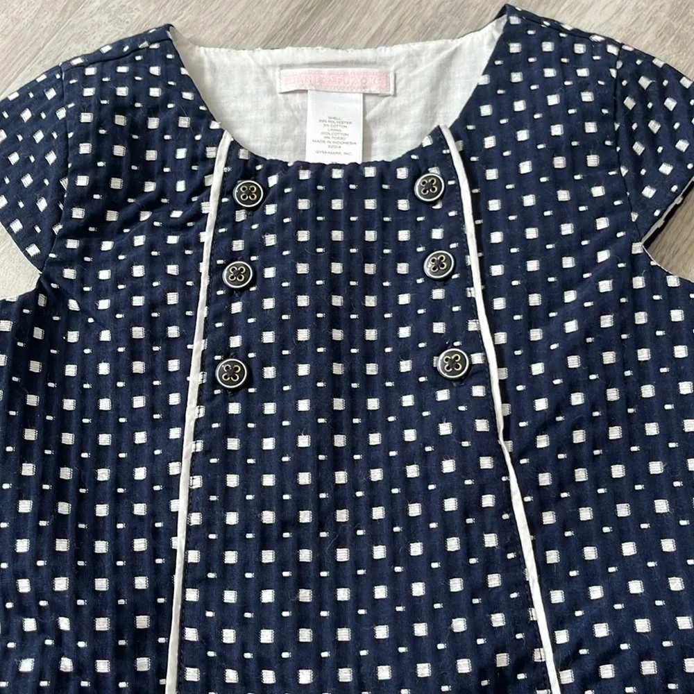 Janie and Jack Geo Print Dobby Dress Navy Classic Cotton Blend Girls 2T